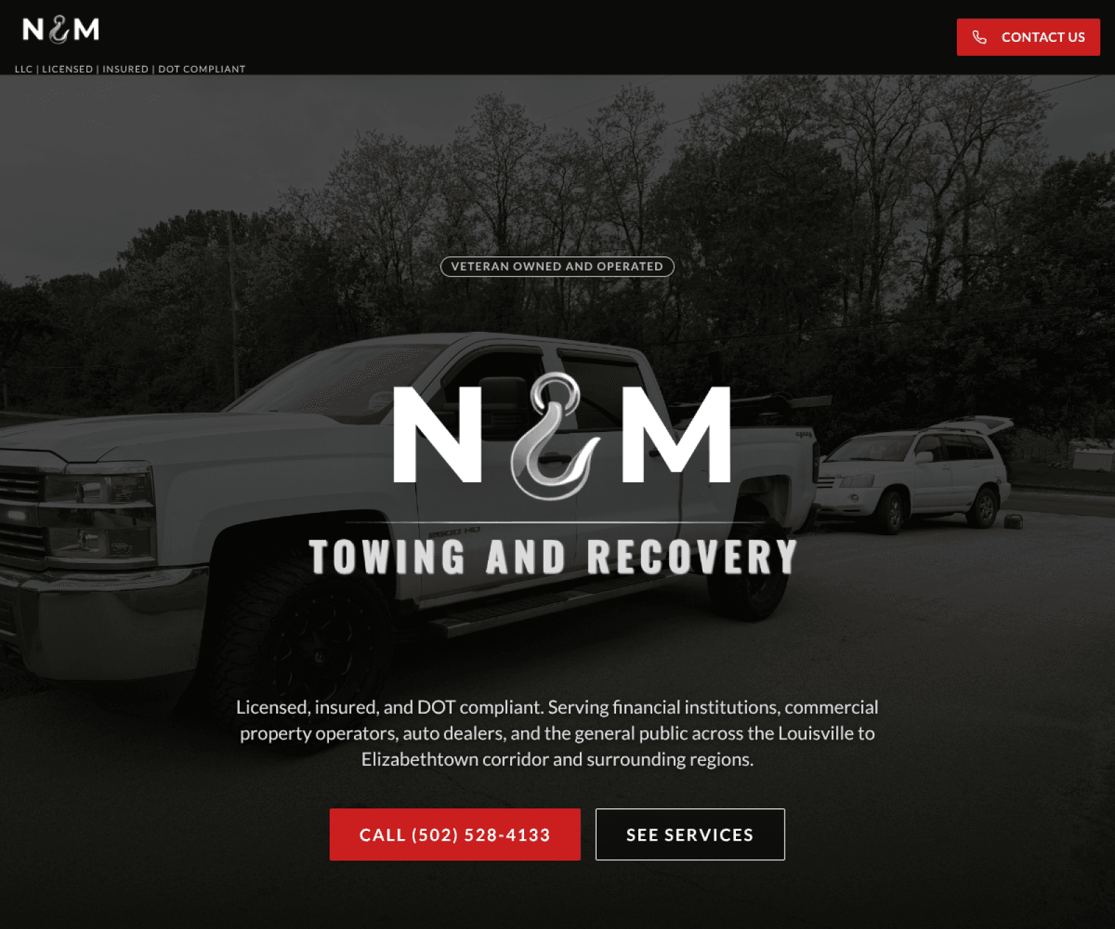 N&M Towing website screenshot