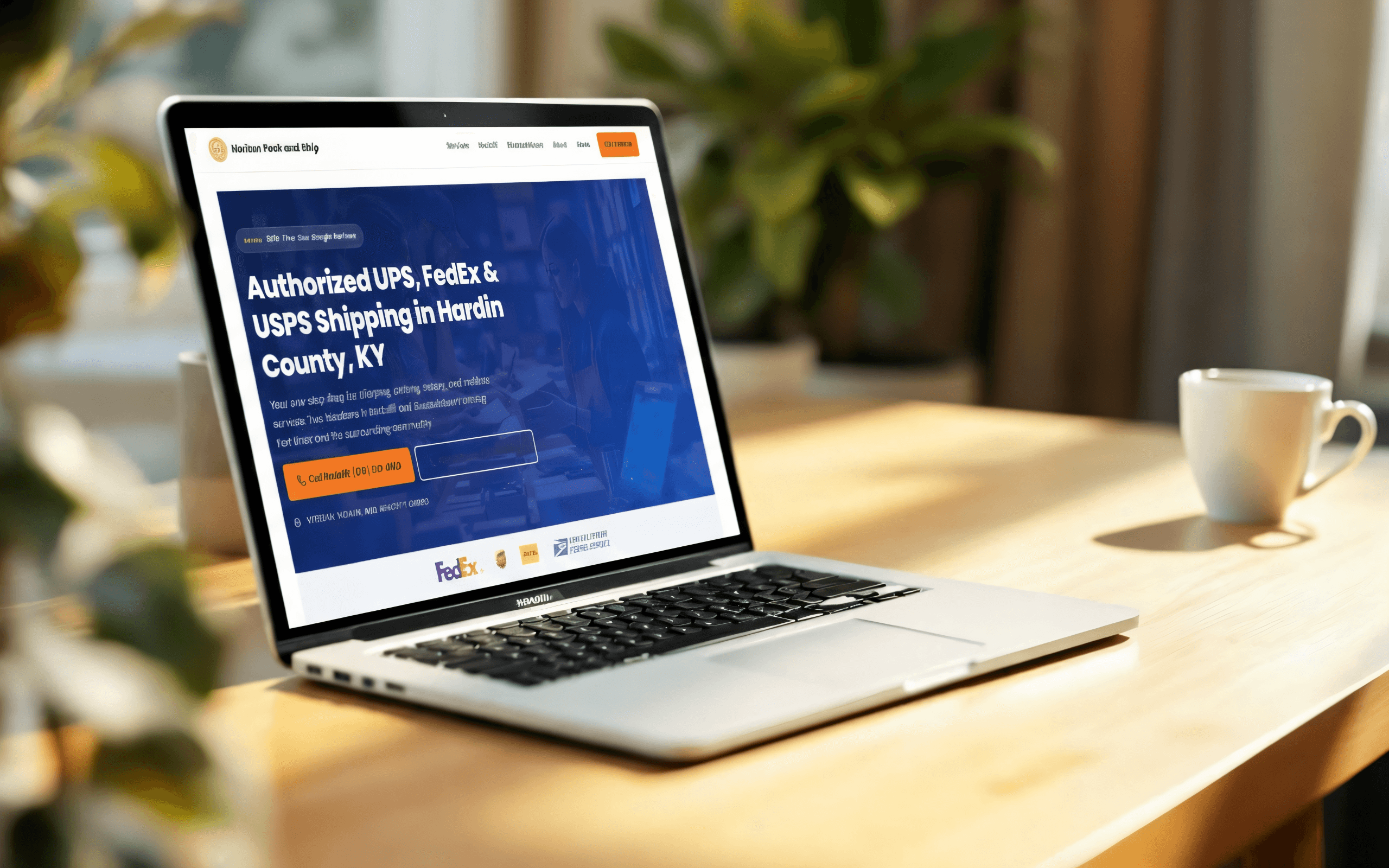 Laptop showing a small business website